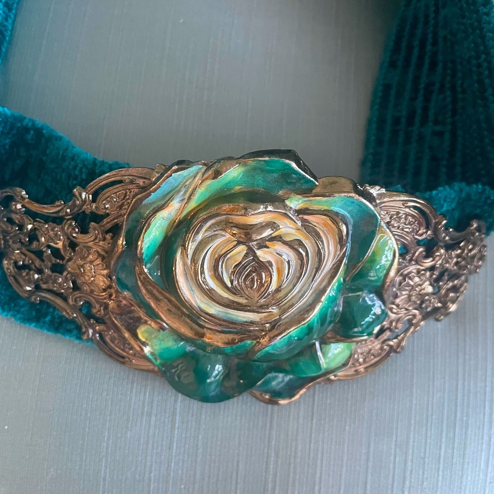 Vintage Alain Fourdrain Hand Painted Enamel Belt